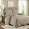 2 taies d'oreiller rayées en satin de coton Taupe 65x65 cm