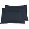 Sensei Lot de 2 taies d'oreiller rayées en satin de  marine 50x70 cm