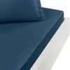 SENSEI SOFT - Drap housse uni percale easy care Indigo 160x200