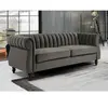 Vente-unique - Canapé chesterfield 3 places en velours trumbo - Gris