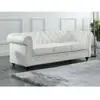 Vente-unique - Canapé 3 places en cuir de buffle blanc chesterfield