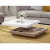 VENTE-UNIQUE Table basse FAUSTO II - Plateau pivotant - MDF laqué blanc & chêne