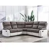 VENTE-UNIQUE Canapé d'angle relax gris et blanc en microfibre et simili TOLZANO