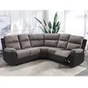 VENTE-UNIQUE Canapé d'angle relax gris et noir en microfibre et simili TOLZANO
