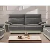 Vente-unique Canapé 3 places relax électrique en velours METTI - Gris et bandes écru