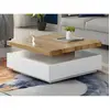 VENTE-UNIQUE Table basse KYRIA - 1 Tiroir & Plateau pivotant - MDF - Coloris : Blanc et chêne