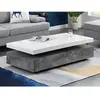 VENTE-UNIQUE Table basse FELIX - 2 Tiroirs - MDF - Coloris : Béton et blanc
