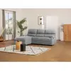 VENTE-UNIQUE Canapé d'angle relax électrique en tissu LUNANO - Gris clair - Angle gauche