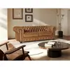 VENTE-UNIQUE Canapé chesterfield 3 places BRENTON 100% cuir de buffle - Caramel vintage
