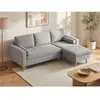VENTE-UNIQUE Canapé d'angle convertible et réversible en tissu gris clair avec coffre de rangement KORI