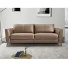VENTE-UNIQUE Canapé 3 places en cuir marron et passepoil beige BATUCO