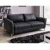 VENTE-UNIQUE Canapé 3 places en cuir noir et passepoil gris BATUCO