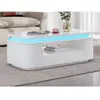 VENTE-UNIQUE Table basse 4 portes et 1 tiroir avec LEDs - MDF - Blanc laqué - VANDANA