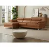 VENTE-UNIQUE Canapé d'angle gauche en cuir premium camel EXCELSIORA