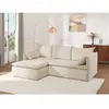 Canapé D'angle Gauche Convertible En Velours Côtelé Beige Teodora