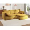 vente-unique.com Canapé d'angle convertible en velours côtelé jaune moutarde TEODORA de PASCAL MORABITO - Angle droit