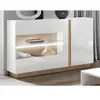 VENTE-UNIQUE Buffet MURARI - 3 portes - Avec LEDs - Blanc brillant et chêne