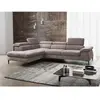 Grand canapé d'angle gauche convertible en velours taupe SEPINA