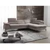 Grand canapé d'angle droit convertible en velours taupe SEPINA