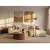 PASCAL MORABITO Canapé d'angle droit convertible en velours côtelé beige AMELIA