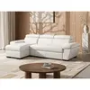 Vente-Unique Canapé d'angle convertible en cuir JONOVA - Blanc - Angle gauche