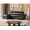 Vente-Unique Canapé d'angle convertible en cuir JONOVA - Anthracite - Angle gauche