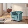 VENTE-UNIQUE Fauteuil en velours CHESTERFIELD - Bleu pastel