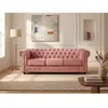 Vente-unique - Canapé 3 places chesterfield - Velours rose pastel
