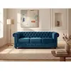 VENTE-UNIQUE Canapé 3 places CHESTERFIELD - Velours bleu canard