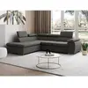 VENTE-UNIQUE Canapé d'angle convertible en tissu avec coffre de rangement FABIEN - Anthracite - Angle gauche