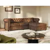 VENTE-UNIQUE Canapé d'angle chesterfield réversible TOLEDO en microfibre vieillie - Marron