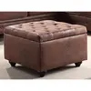 Pouf avec coffre en microfibre vieillie LOMAI - Marron
