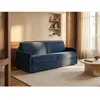 Vente-Unique Canapé 3 places convertible express en velours bleu nuit - Couchage 140 cm - Matelas 18 cm CALIFE