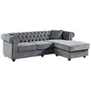 VENTE-UNIQUE Canapé d'angle chesterfield réversible TOLEDO en velours - Anthracite