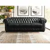 VENTE-UNIQUE Canapé chesterfield 4 places BRENTON 100% cuir de buffle - Vert empire