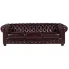 VENTE-UNIQUE Canapé fixe chesterfield BRENTON 4 places en cuir de buffle - Rouge Cherry
