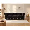 VENTE-UNIQUE Canapé 3 places CHESTERFIELD - velours noir et boutons effet cristal