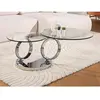 VENTE-UNIQUE Table basse JOLINE - Verre trempé & métal - Plateaux pivotants - Contemporain - Design