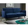 VENTE-UNIQUE Canapé 3 places convertible clic-clac en velours JORIS - Bleu nuit