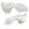 Sia Deco Set de 2 clips oiseaux pailletés décoratifs en plumes blancs L8