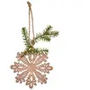 Sia Deco Suspension de noël flocon avec pin en bois beige et marron H20