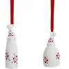 Set de 2 suspensions père-noël décoratives en grès blanc et rouge H9