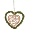 Sia Deco Suspension de noël coeur avec pin en bois beige et marron H20