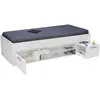 Lit tess 90x190 + chevet + étagère + rangement / Blanc/ 195x97x49 cm