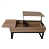 LEQUAIDESAFFAIRES Table basse avec plateau relevable, effet bois et pieds métal noir
