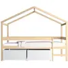 LEQUAIDESAFFAIRES Lit cabane - MIKA - 90x190 - Bois massif - 2 tiroirs - Naturel & blanc