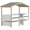 LEQUAIDESAFFAIRES Lit cabane PILOTI 90x190 + 2 tiroirs + 1sommier / Blanc et naturel