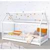 Lit cabane panda 90x190 + 1 sommier + barrière /Blanc/ 195x97x134
