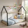 Lit cabane 90x190 WEBER INDUSTRIES Panda - Sommier inclus - Noir
