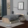 LEQUAIDESAFFAIRES Lit kappa 90x190 + 2 tiroirs / Chêne Blanchi/ L194xl94xH40